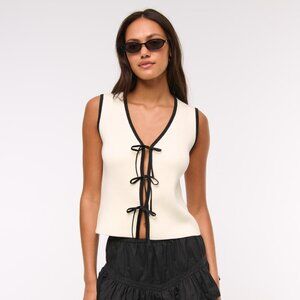 NWT Abercrombie & Fitch Tie-Front V-Neck Sweater Vest White Size XSmall